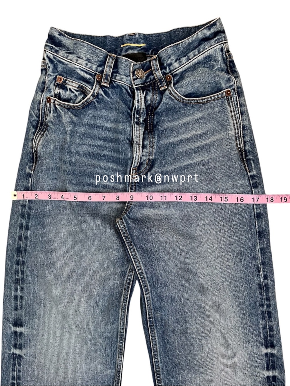 SAINT LAURENT ✨ V-Waist Baggy High Rise Wide Leg Jeans 50’s Blue 24 - Picture 12 of 15